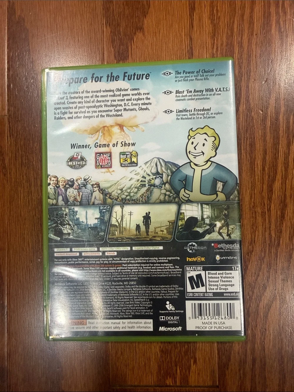 Fallout 3 Xbox 360 Bethesda Complete With Manual 2008 RPG Video Game